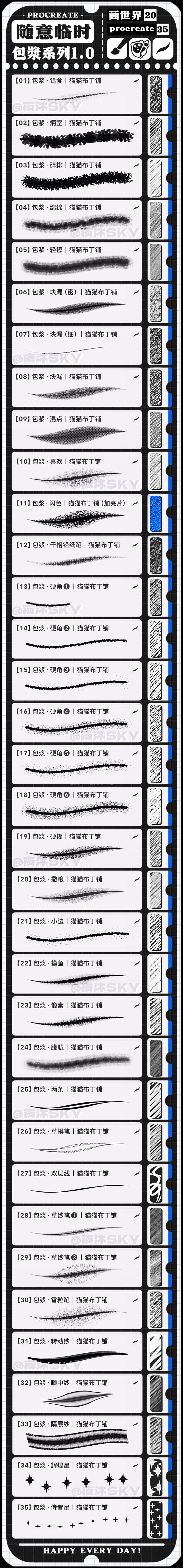 30+包浆肌理Procreate+画世界pro笔刷